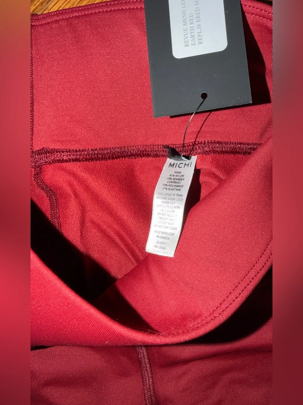 MICHI Revue Mesh High-Waist Legging - Earth Red